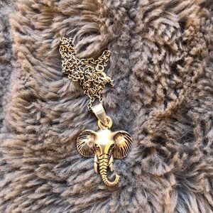 Sterling Silver Elephant Head Pendant Necklace